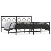 Vidaxl Kovinski posteljni okvir z vzglavjem in vznožjem črn 183x213 cm