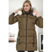 Z6705 DEWBERRY WOMENS COAT-KHAKI-1