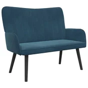 Vidaxl Kavč za 2 osebi Modra 115 x 61 x 87 cm Žamet