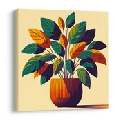 Slika tropski listi v toplih odtenkih - 40x40