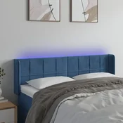 Vidaxl vidaXL Vzglavje postelje z LED diodo temno modro 147x16x78/88 cm žamet