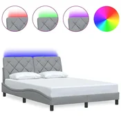 Vidaxl Posteljni okvir z LED brez vzmetnice svetlo siv 140x200 cm