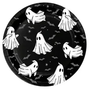 Boo! Papirnati krožniki z motivom duha – 18 cm, paket 6 kosov