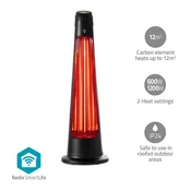 Nedis SmartLife grelec za teraso | Wi-Fi | 1200 W | 2 Nastavitve toplote | Nihanje | Zaščita pred padcem | IP24 | Črna