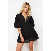 Trendyol Black Mini Woven Lace Detail Beach Dress