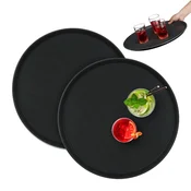 Northix Set servirnih pladnjev 2 kosi O45 cm nedrseča črna