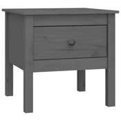 Vidaxl Stranska mizica siva 50x50x49 cm trdna borovina
