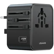 1 to 3 Usams Travel Adapter 17 W Stenski Polnilec Za Zda/Au/Eu/Uk Z Usb-C Usb-A