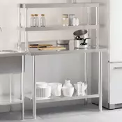 Vidaxl vidaXL Kuhinjska delovna miza s polico 110x55x150 cm nerjaveče jeklo