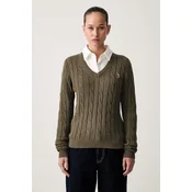 U.S. Polo Assn. pulover ženski bombažen V-NECK CABLE