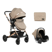 KikkaBoo Kolica za bebe AMAIA Bež set 2in1 sa autosedištem