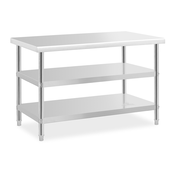 Miza iz nerjavečega jekla - 120 x 70 x 5 cm - 200 kg - 2 polici - Royal Catering