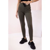 Kesi Womens sweatpants with side stripes and drawstring waist khaki