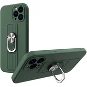 HURTEL Silikonski ovitek s prstanom in stojalom za Samsung Galaxy A42 5G temno zelen