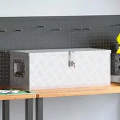 Kutija za pohranu srebrna 70 x 31 x 27 cm aluminijska
