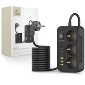 slomart Napajalna letev Tech-Protect PC3X6 3 vtičnice 240V + 3xUSB-A + 3xUSB-C 200cm - črna