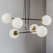 EMIBIG LIGHTING Obesna svetilka Ognis 6, šestplamenna, črna/zlata - Dnevna soba/jedilnica - Sodobni - črna, bela, zlata - Kovina