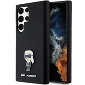 shumee Silikonski ovitek Karl Lagerfeld Ikonik za Samsung Galaxy S23 Ultra, črn