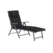 Songmics Ležalnik za sončenje 183x60x39 cm Črn
