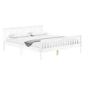 eoshop Dvoposteljna postelja TORINO 180x200 cm, masivni bor, bela lakirana, z letvicami