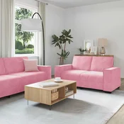 3-dijelni set sofa s jastucima, ružicasti baršun