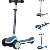 Pepita Twinkle glazbeni dječji romobil s tri kotača s LED svjetlima i podesivom visinom upravljača - Plavi