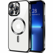 Hibridni ovitek MagShield z zaščito zadnje kamere in 2 magnetoma MagSafe za iPhone 11 Pro Max - metallic black