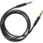 mobilNET AUX tekstilni kabel 2x3,5mm jack, črn 1,5M (E)