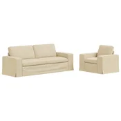 Vidaxl Kavčna garnitura 2 szt. krema 222 x 80 x 82 cm blago