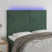 Vidaxl vidaXL Vzglavje postelje z LED diodo temno zeleno 144x5x118/128 cm