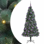 Umjetna božicna jelka s lampicama i setom kuglica Zelena 210 cm