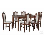 Komplet za jedilnico Miza Modena oreh 1P + 6 stolov Bos 9 oreh 11B