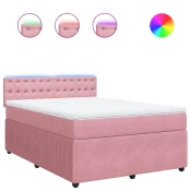 vidaXL vidaXL Box spring postelja z vzmetnico roza 140x190 cm žamet, (21309038)
