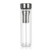 Steklenica za pitje 500ml z dvojno steno DOBLO, s cedilom, nerjaveče jeklo/steklo