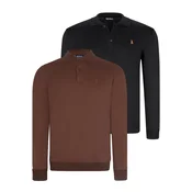 DOUBLE SET V4007 DEWBERRY MENS SWEATSHIRT-BLACK-BROWN