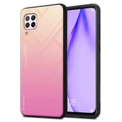 Cadorabo CADORABO Ohišje, združljiv s Huawei v rumeni - roza - dvobarvni zaščitni pokrov iz silikona TPU in hrbta iz kaljenega stekla, (20574164)