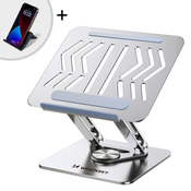 MG Laptop Stand V2 Stojalo za prenosni računalnik + držalo za mobitelni telefon, srebro (WRS-CPY84SS)