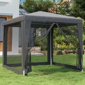 vidaXL Vrtni šotor s 4 mrežastimi stranicami antracit 2,5x2,5 m HDPE