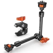 K&F CONCEPT 11-inch Adjustable Magic Arm with Super Clamp, 1/4 & 3/8 Threads, 1/4 Screws for Flas