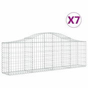 Vidaxl Obokana gabionska košara 7 kosov 200x30x60/80cm cinkano železo