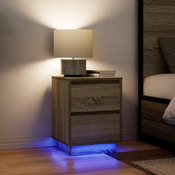 Nocni ormarici s LED svjetlima 2 kom boja hrasta 38x34x50 cm