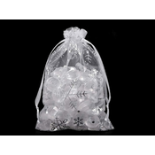Božična darilna vrečka snežinke 10x15 cm organza - bela srebrna (10 kosov)