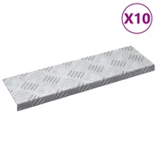 Vidaxl Stopnice Pravokotna 10 szt. srebrna 60 x 18 x 2,5 cm Aluminij