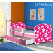 Djecji krevet ACMA s motivom, bocna roza + ladica 180x80 cm 23-pink-daisy