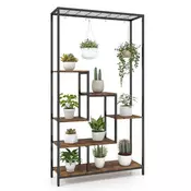 Northix Kovinsko stojalo za rastline 6 polic 180 cm s kavlji