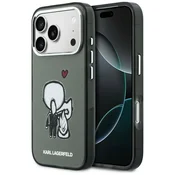 Karl Lagerfeld Ovitek Karl & Choupette z magnetnim zaščitnim ovitkom za iPhone 17 Pro, črne barve