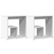 Vidaxl Stranska mizica 2 kosa bela 50x30x50 cm inženirski les