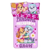 Ružičasta pamučna dječja posteljina za dječji krevetić 100x135 cm Paw Patrol Pawsome friendships grow – Jerry Fabrics