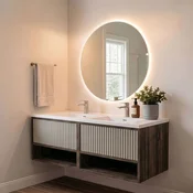 Skye Decor Set kupatilskog ormarica sa umivaonikom i ogledalom, 2 dela, Braon