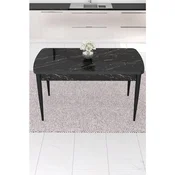 Hanah Home trpezarijski sto Radde, 110 × 71 cm, ploca u dekoru crnog mermera, crne noge